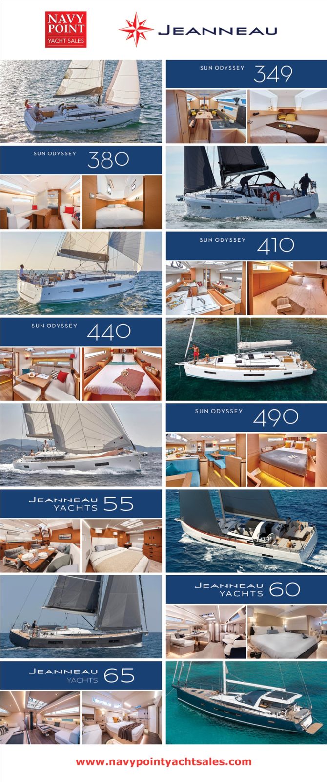 Jeanneau Sun Odyssey range banner designed for Navy Point Yacht Sales